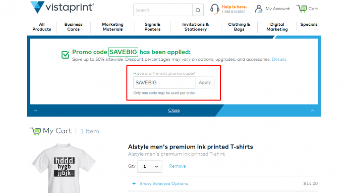 How to use Vistaprint promo code