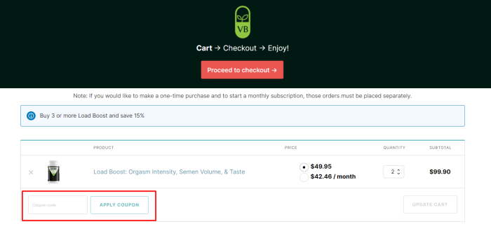 How to use Vitaliboost promo code