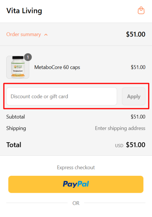 How to use VitaLiving promo code