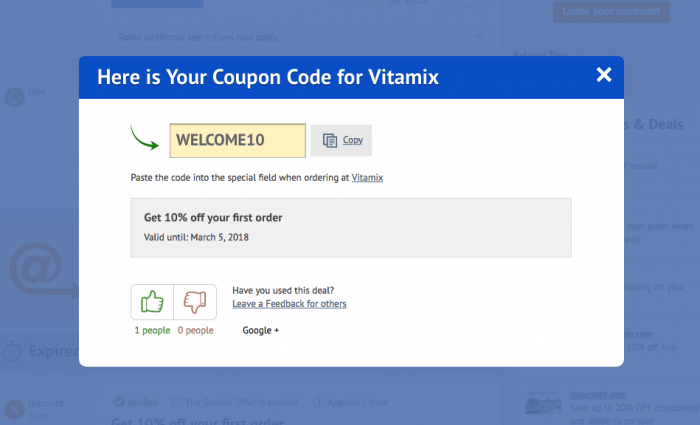 How to use a promotion code at Vitamix 