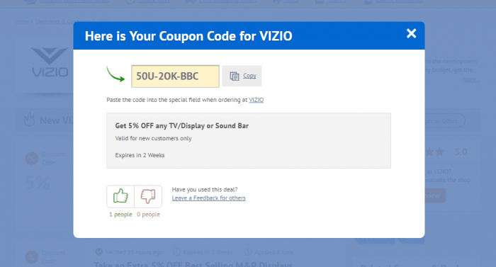 How to use a promo code at Vizio