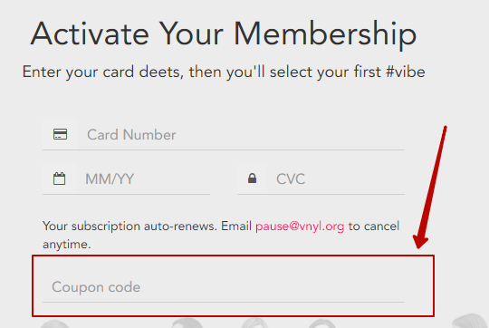 how to use vnyl coupon code