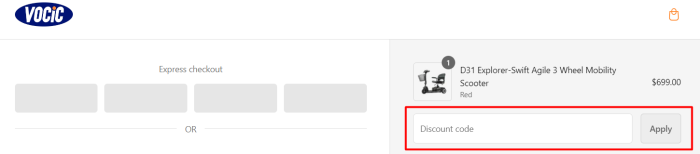 How to use VOCIC promo code