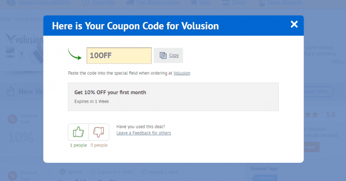 How to use a coupon code at Volusion