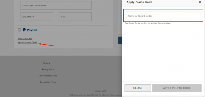 How to use VRST promo code
