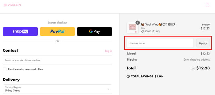How to use Vsalon promo code
