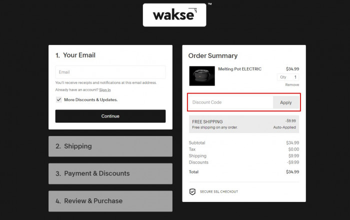 How to use Wakse promo code