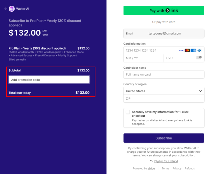 How to use Walter Writes AI promo code