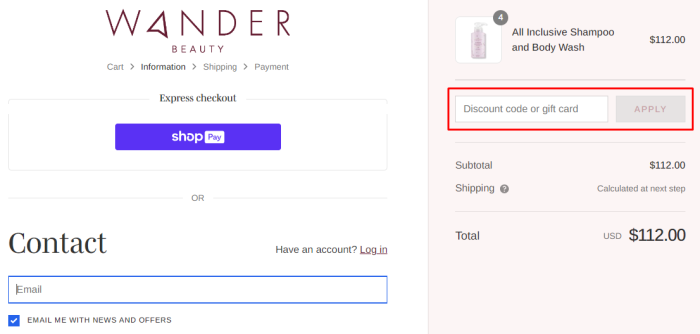 How to use Wander Beauty promo code
