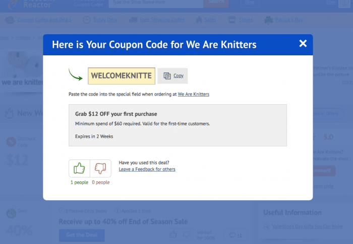 How to use a coupon code at We Are Knitters