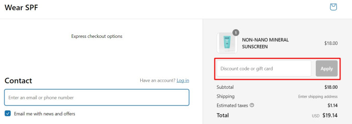 How to use WEAR SPF promo code