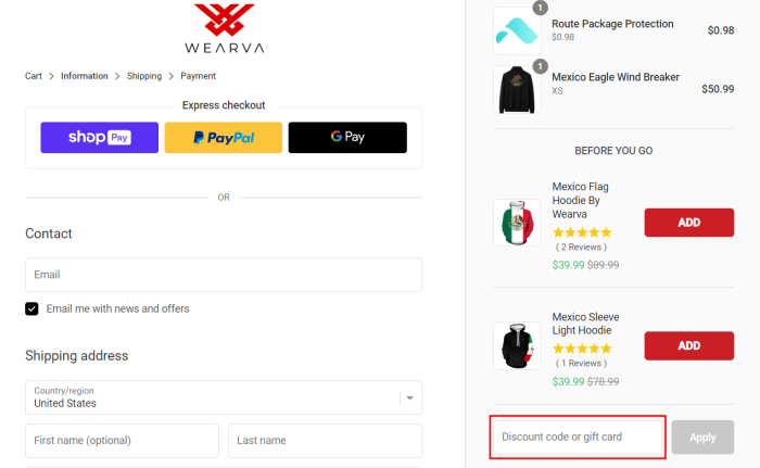 How to use WEARVA promo code