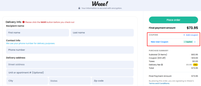 How to use Weee! promo code