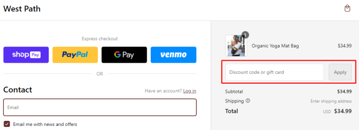 How to use West Path promo code