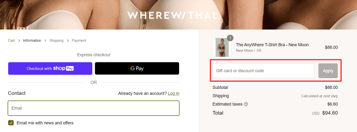 How to use Wherewithal promo code