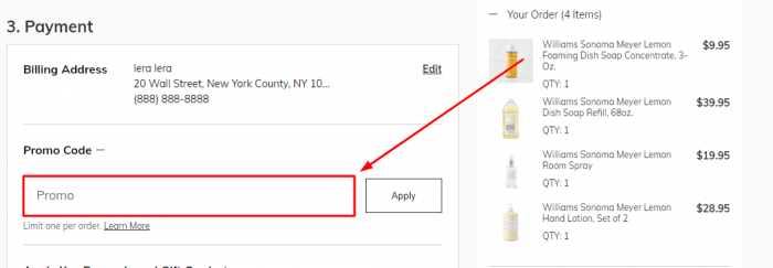 How to use Williams Sonoma promo code