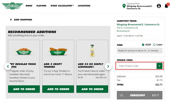 How to use Wingstop promo code