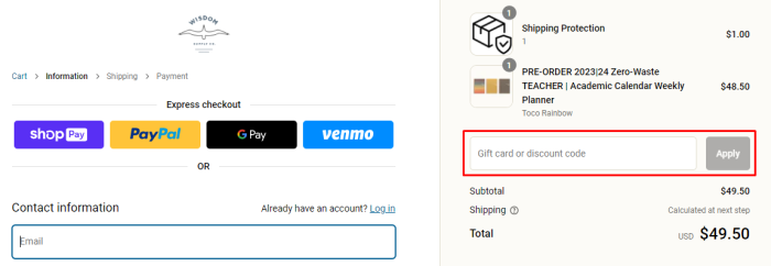 How to use Wisdom Supply promo code