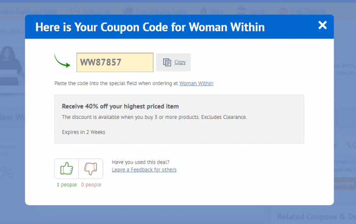 How to use a promotion code at Woman Within