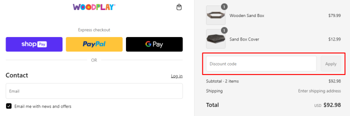 How to use Woodplay promo code