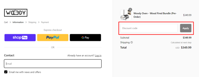How to use Woody promo code