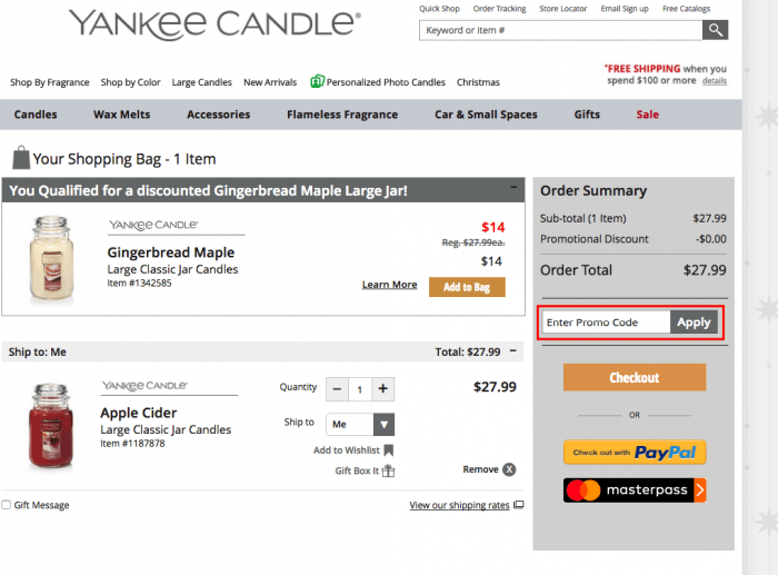 How to use a promo code at Yankee Candle