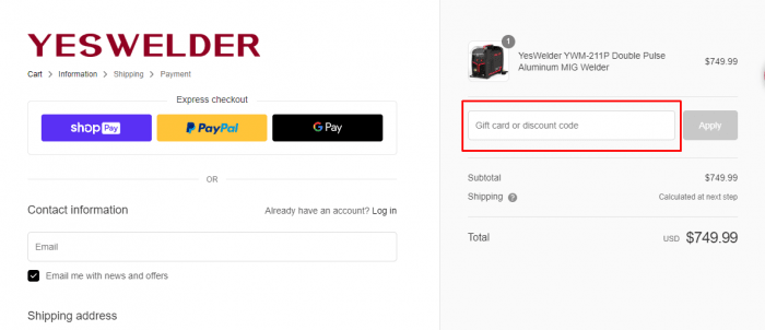 How to use YesWelder promo code