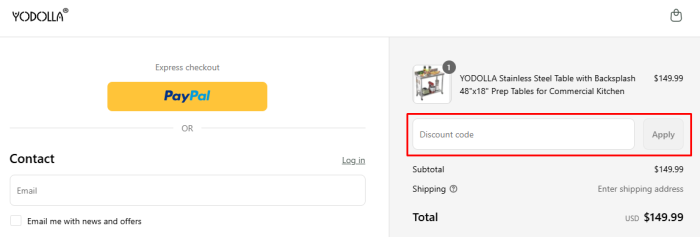 How to use YODOLLA promo code