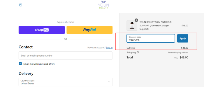 How to use Youn Beauty promo code