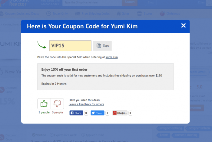 How to use a promo code at Yumi Kim