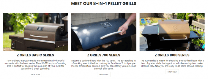 Z Grills range of products