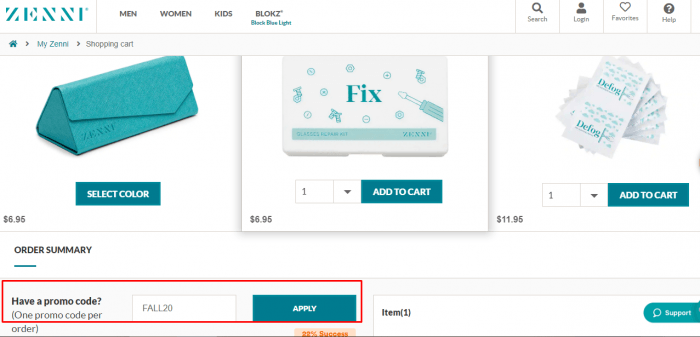 How to use Zenni Optical promo code