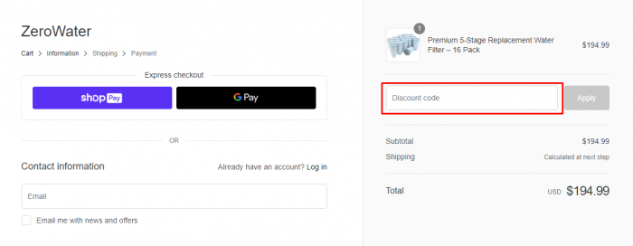 How to use ZeroWater promo code