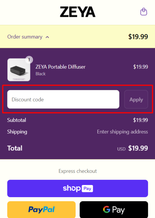 How to use ZEYA promo code