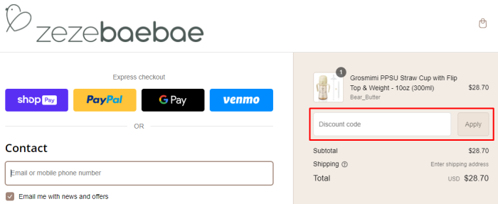 How to use ZezeBaebae promo code