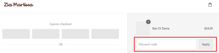 How to use Zia Martina promo code