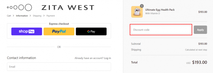 How to use Zita West promo code