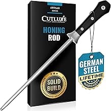 Cutluxe 10" Knife Honing Rod, Ergonomic Artisan Sharpener for Men
