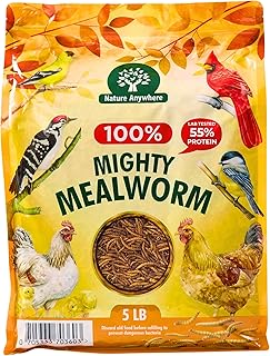 Nature Anywhere 5LB Mealworms - Premium Chicken Feed for Laying Hens & Wild Birds
