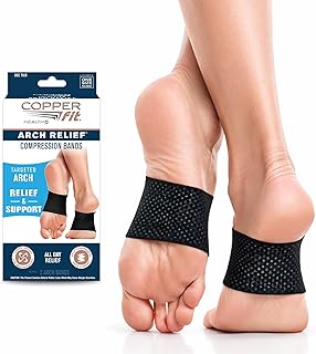 Copper Fit Arch Support Compression Bands for Plantar Fasciitis & Swelling Relief