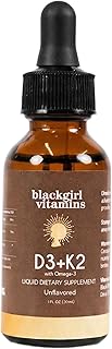 Black Girl Vitamins Vegan Vitamin D3 & K2 Drops, Omega 3, 30-Day Supply