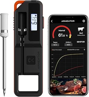 Armeator Bluetooth Meat Thermometer with Dual Sensors for Long Range Cooking Monitoring