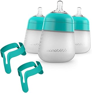 Nanobebe 9oz Silicone Bottles + Handles Set in Teal