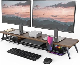 Fenge 2-Monitor Desk Stand with Storage & Cable Management