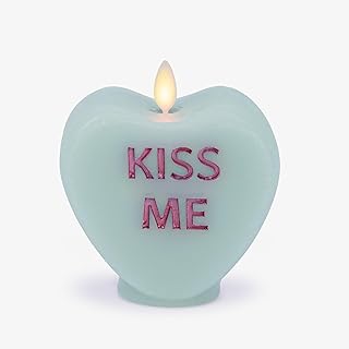 Luminara Valentine's Day Candy Heart Candle, Fresh Mint Scent, LED Flameless Decor
