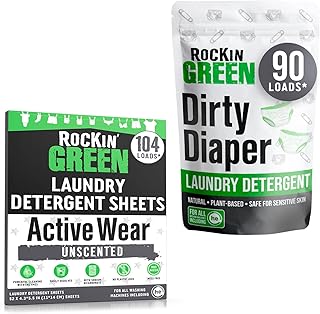 Rockin' Green Laundry Sheets & Diaper Detergent - Natural, Biodegradable, Baby-Friendly