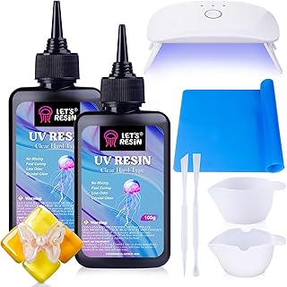Let's Resin 200g Crystal Clear UV Resin Kit for Jewelry & Craft Projects
