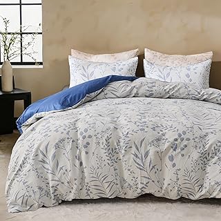 Simple&Opulence 3-Pc Jacquard Floral Duvet Cover Set - Navy Blue, Queen Size