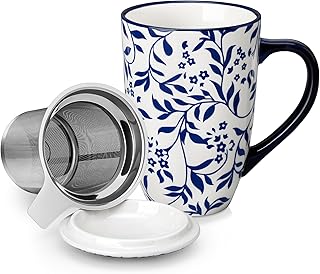 Vancasso SELENE Porcelain Tea Mug with Infuser and Lid