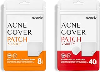 Avarelle Hydrocolloid Pimple Patches for Blemishes (40 Count) with Tea Tree, Calendula & Cica Oils